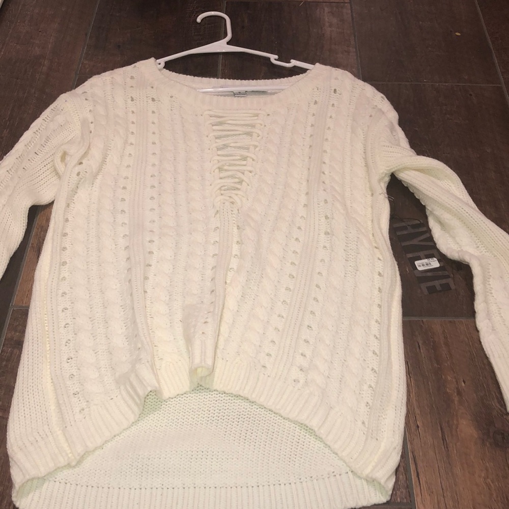 white sweater